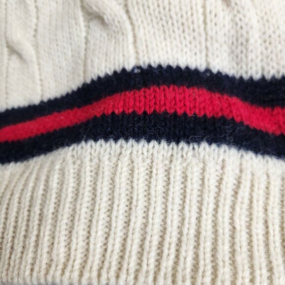 Brandy Melville Wool Blend Cable Knit Sweater-V Neck-Stripe Trim-Varsity-Prep-OS - Picture 7 of 12
